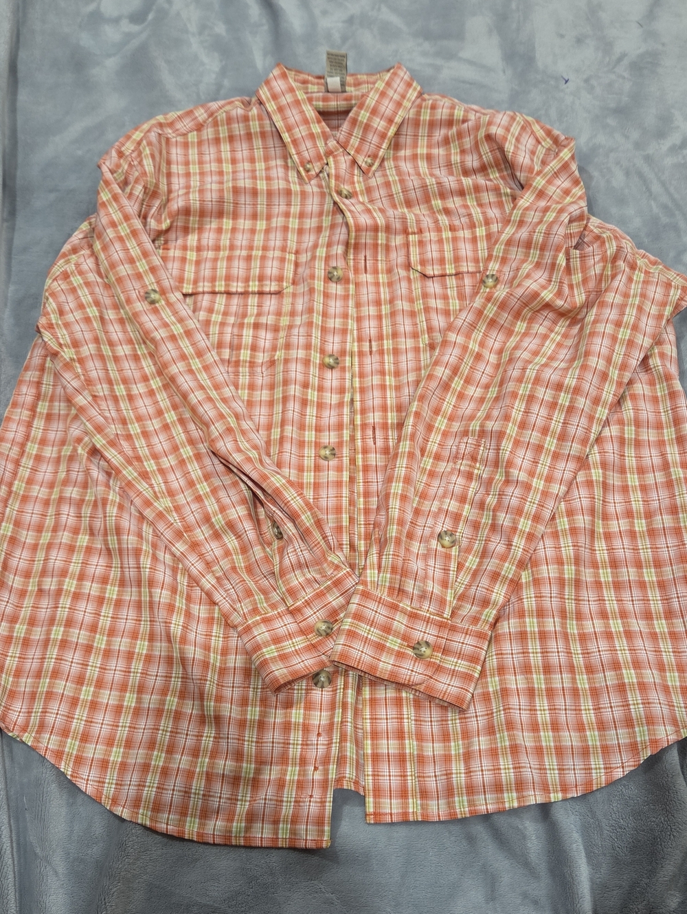 Duluth Plaid Button-Up Shirt - Coral/White